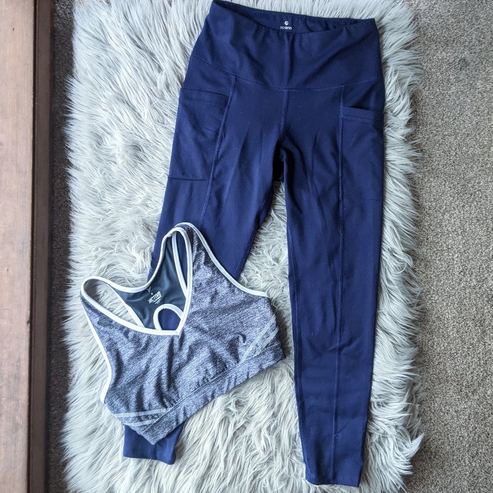 *COMBO* APANA Purple Crop Pants w/ Pockets XS & OLD NAVY Sports Bra M